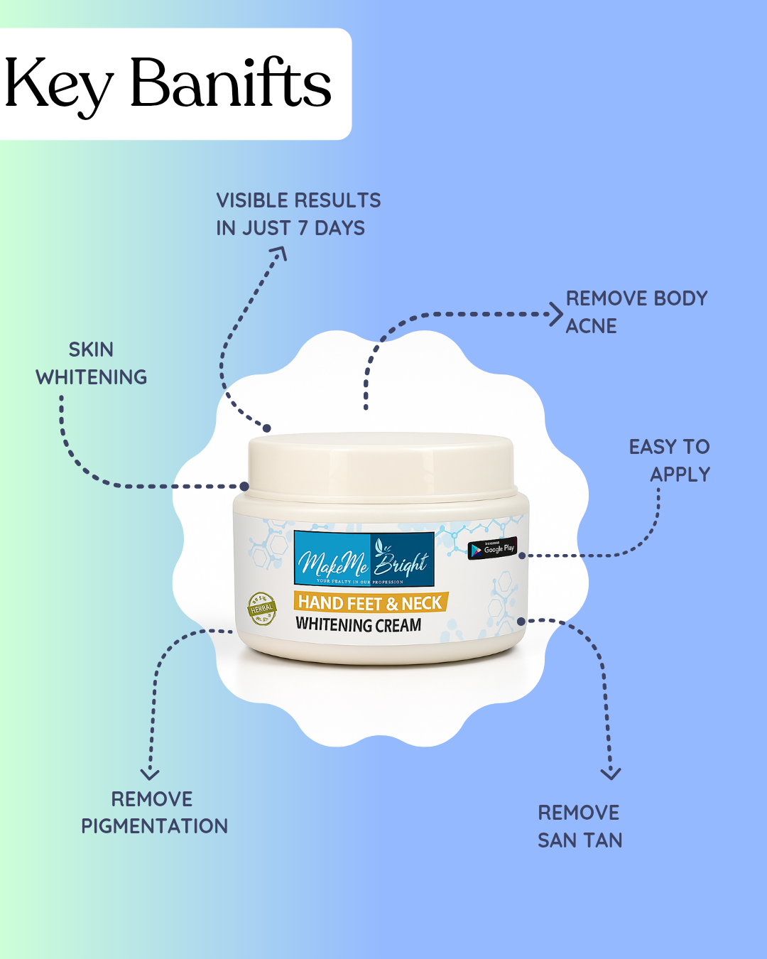 Makemebright hand feet and neck whitening cream