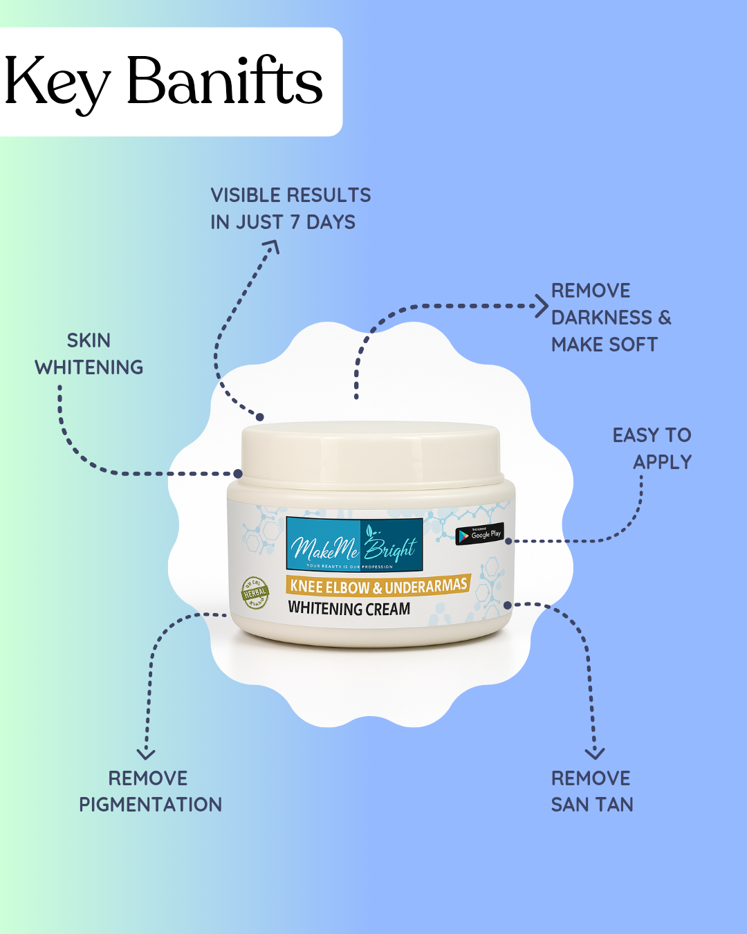 মেকমিব্রাইট হাঁটুর কনুই আন্ডারআর্মস সাদা করার ক্রিম