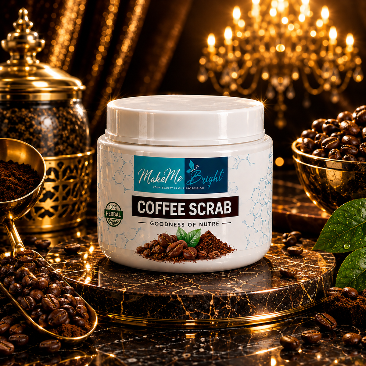 MakeMeBright Coffee Scrub for Face & Body | Exfoliating Body Scrub with Coffee | Removes Dead Skin, Tan & Dullness | Smooth, Soft & Glowing Skin | Herbal Skincare