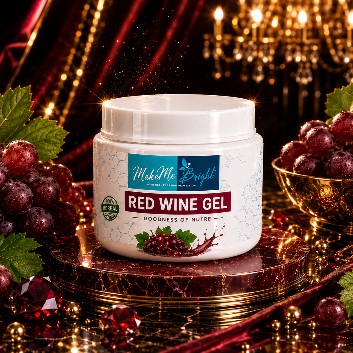 MakeMeBright Red Wine Gel for Face & Skin | Hydrating & Brightening Gel | Helps Improve Dull & Uneven-Looking Skin | Herbal Skincare Gel