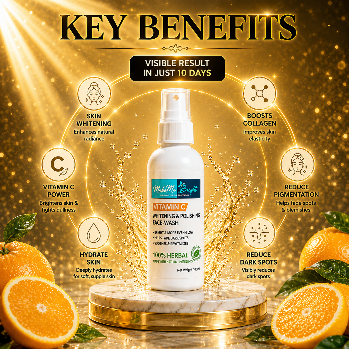 Makemebright vitamin c whitening polishing facewash